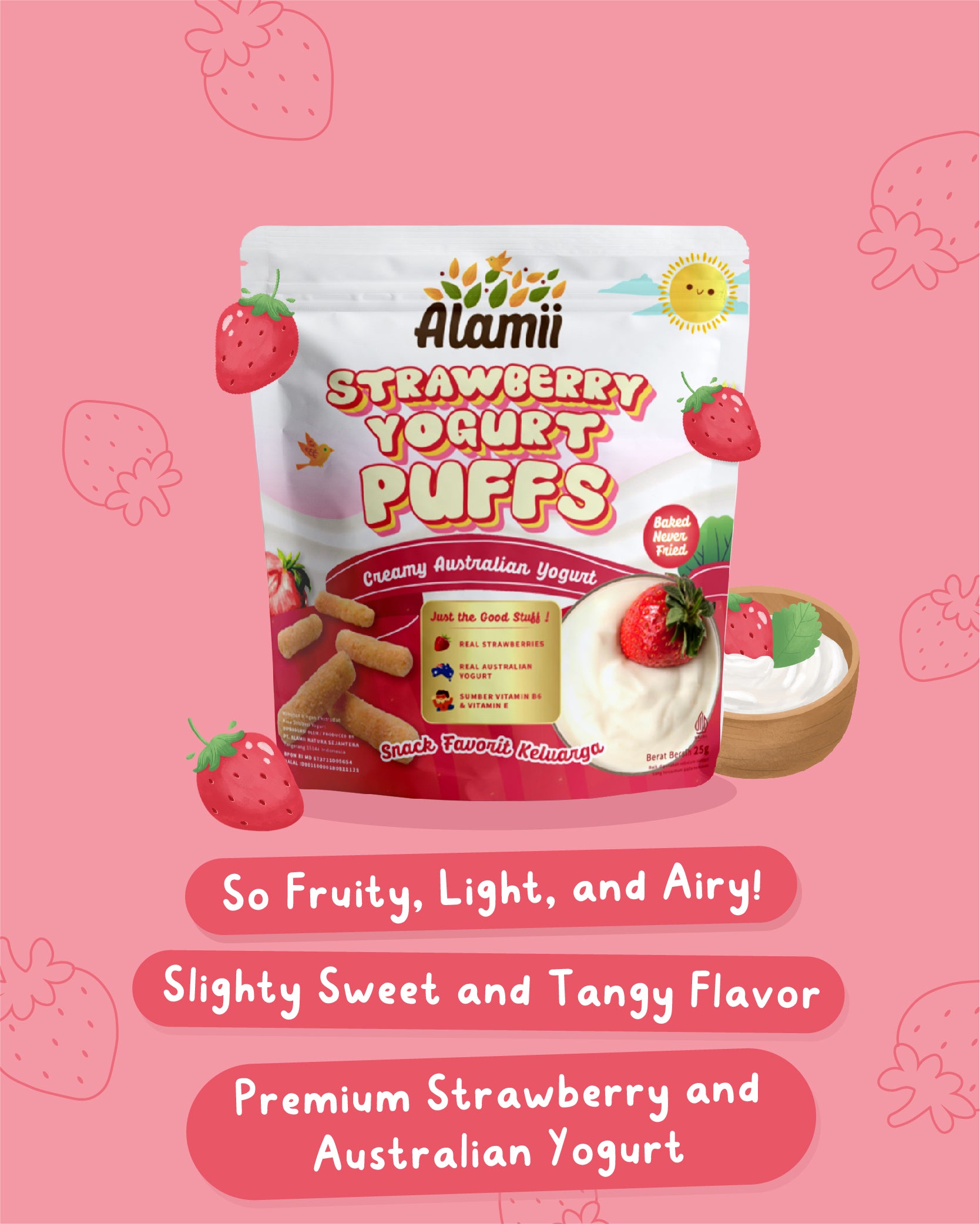 Alamii Strawberry Yogurt Puffs