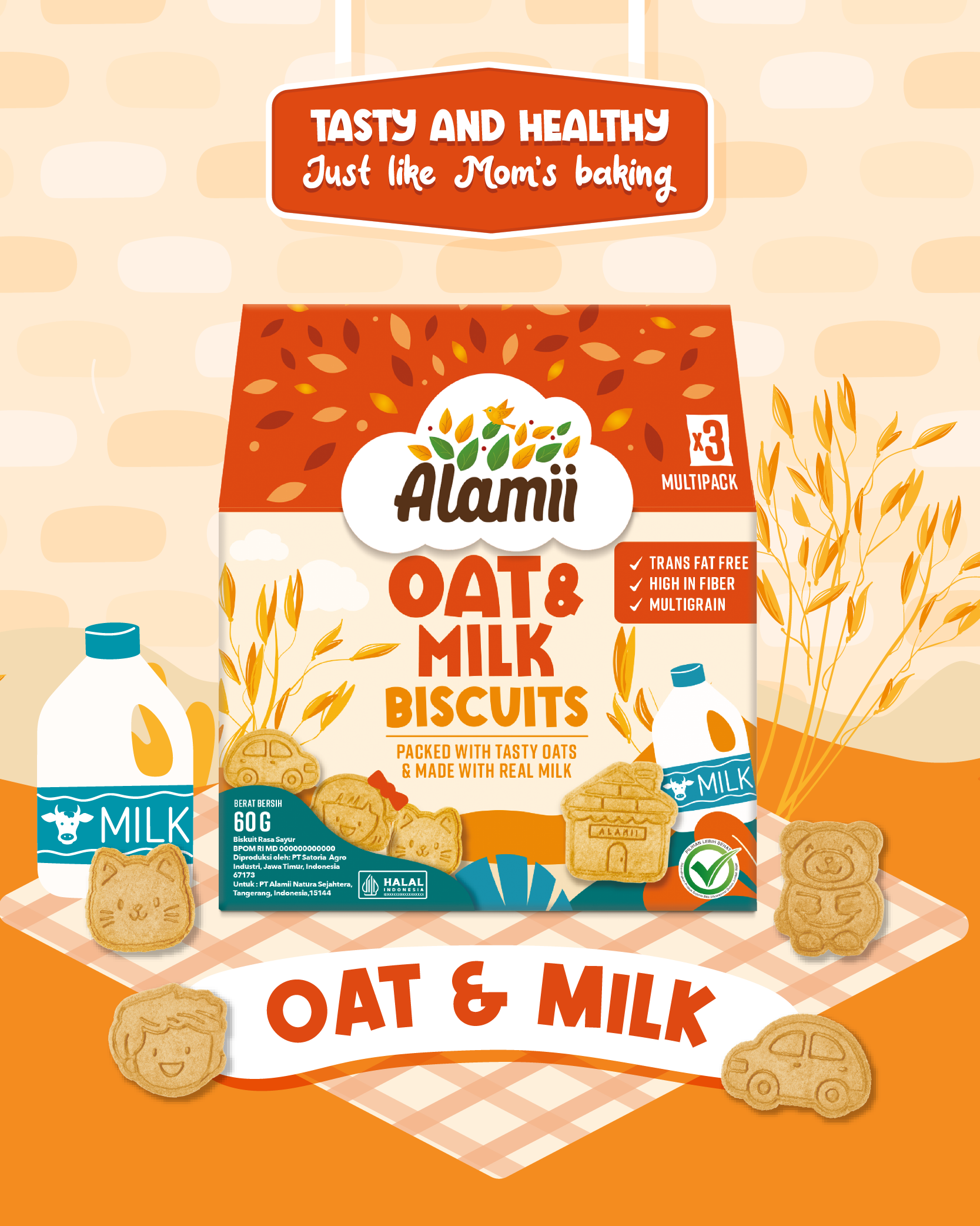 Alamii Multigrain Biscuits Oat & Milk