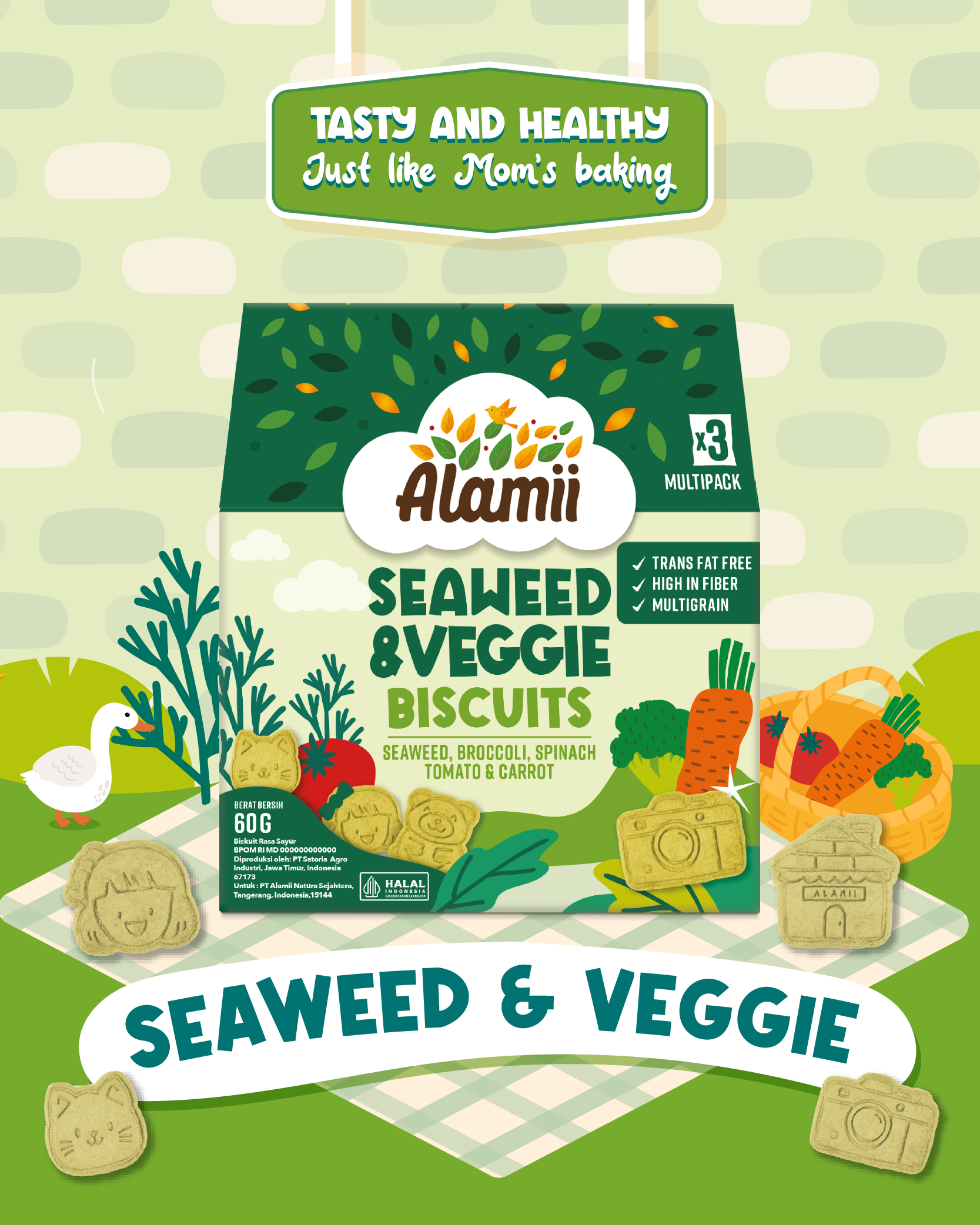 Alamii Multigrain Biscuits Seaweed & Veggie